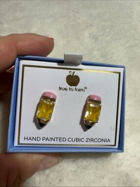 True to form CZ pencil post earrings